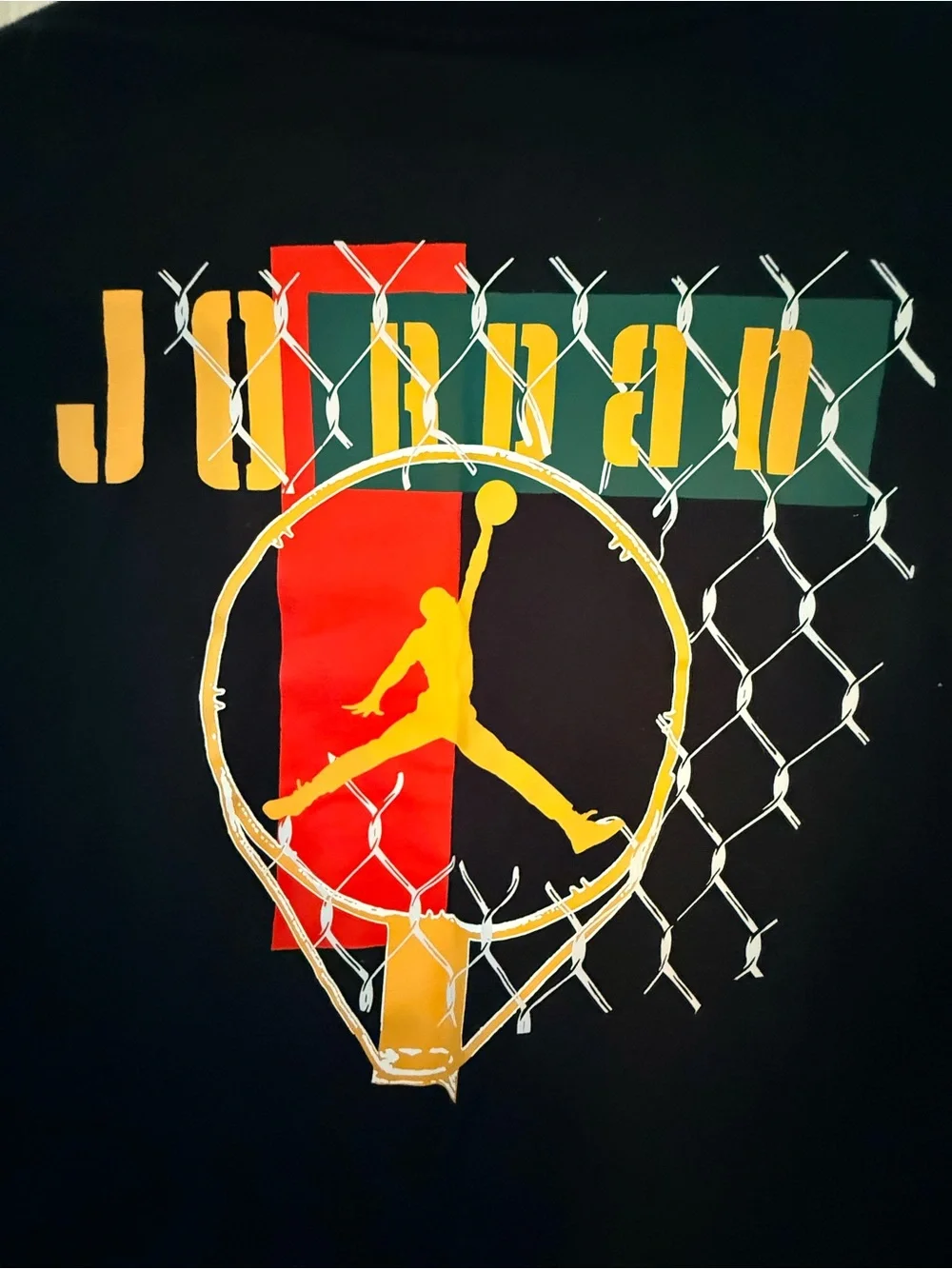 Jordan Black Long Sleeve Tee with White Logo and Orange Basketball Accent